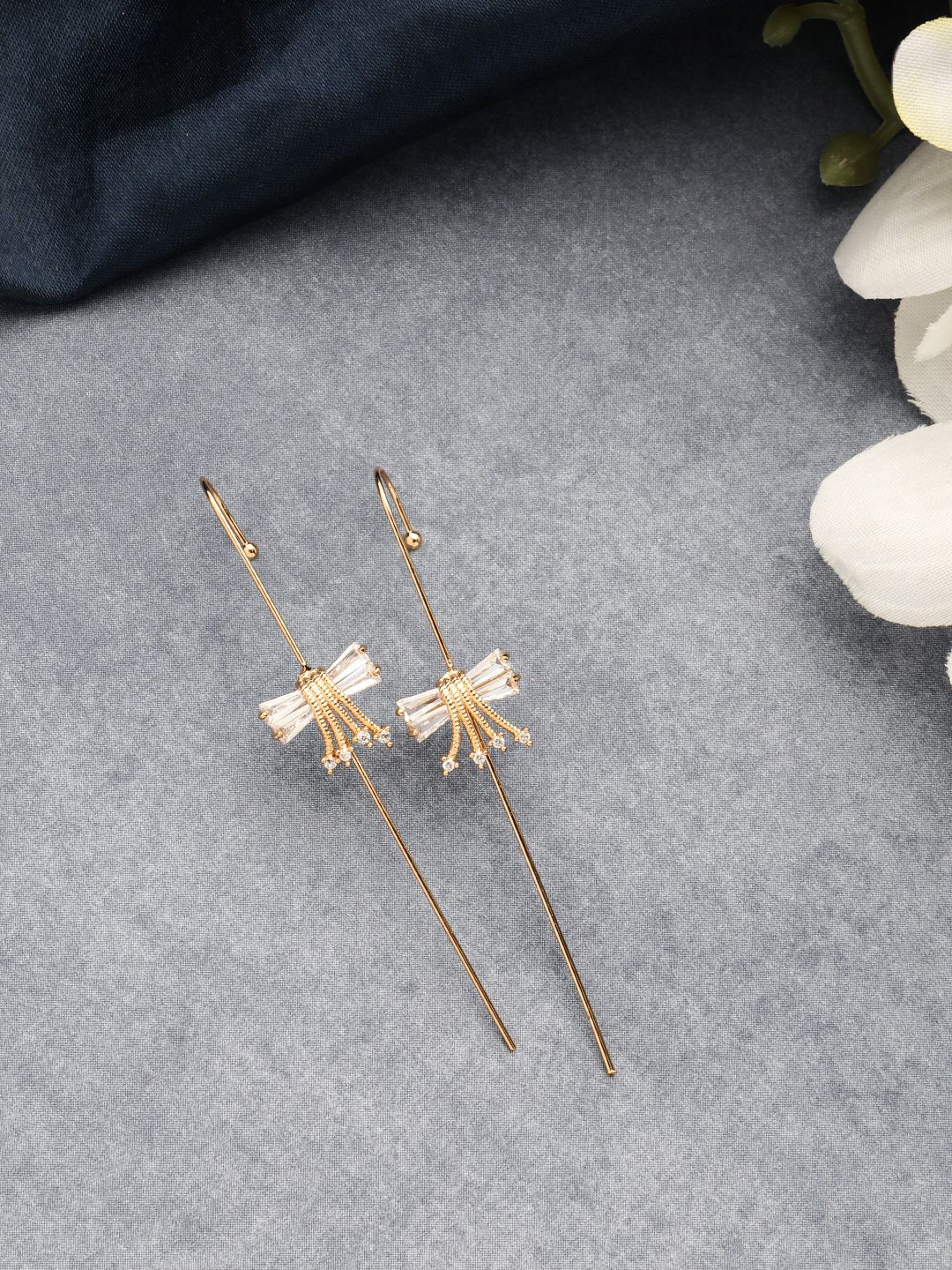 

EL REGALO Stone Studded Contemporary Cuffs, Gold