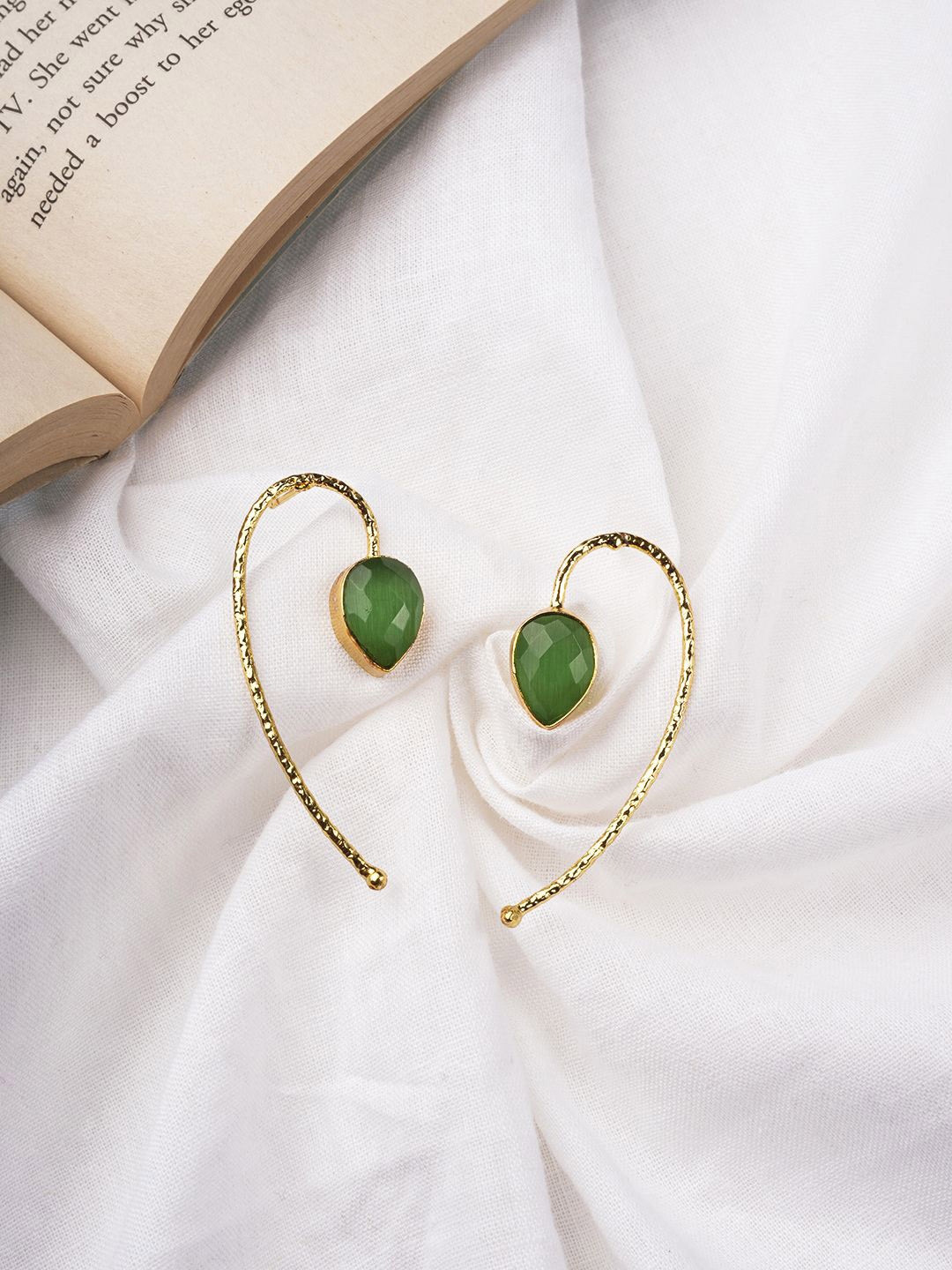 

EL REGALO Stone Studded Contemporary Drop Earrings, Gold