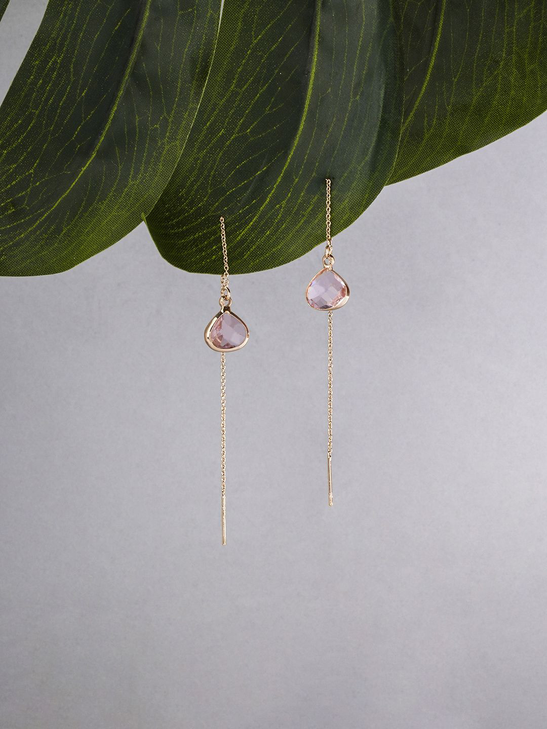 

EL REGALO Stone Studded Contemporary Drop Earrings, Gold