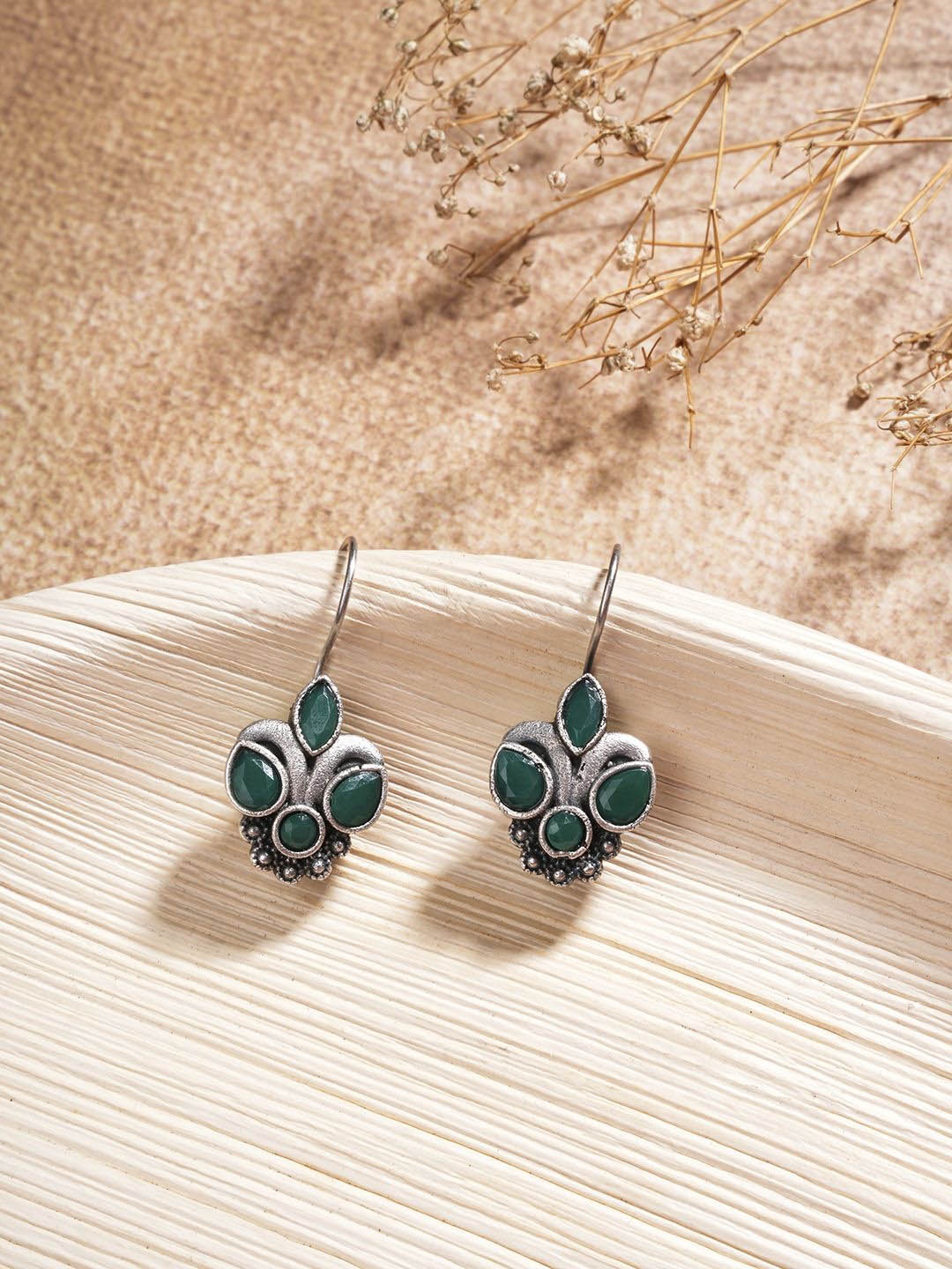 

EL REGALO Contemporary Oxidised Drop Earrings, Silver