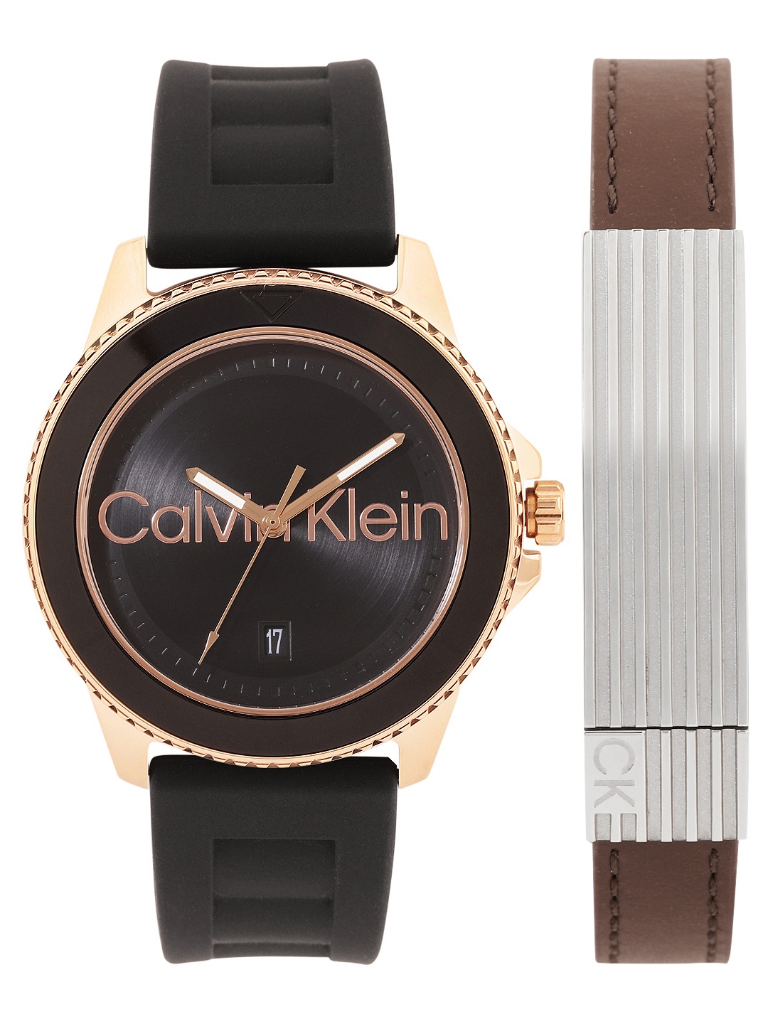 

Calvin Klein Men Aqueous Watch with Bracelet Gift Set - CKWBRS9, Black
