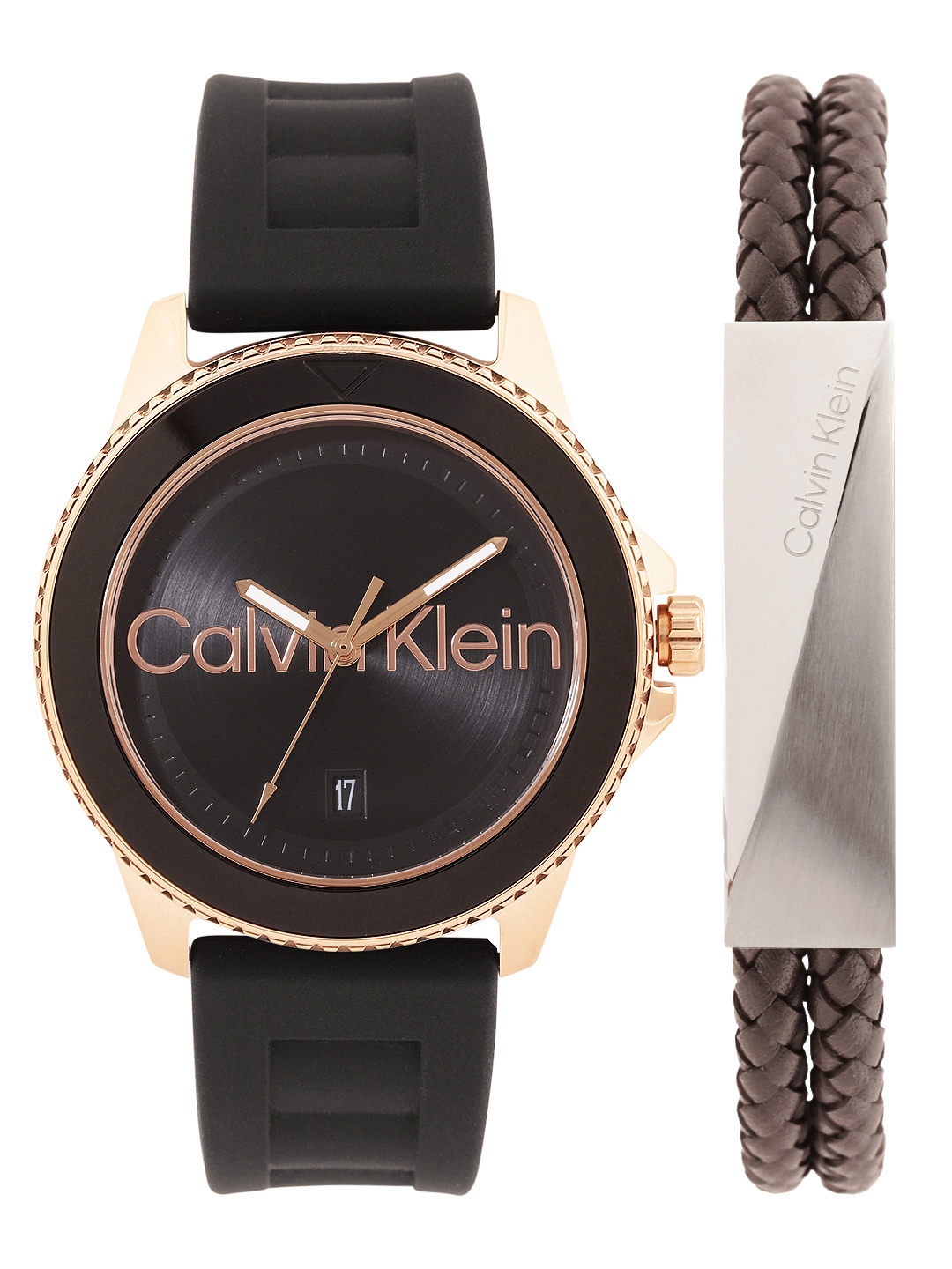 

Calvin Klein Men Aqueous Watch with Bracelet Gift Set - CKWBRS8, Black