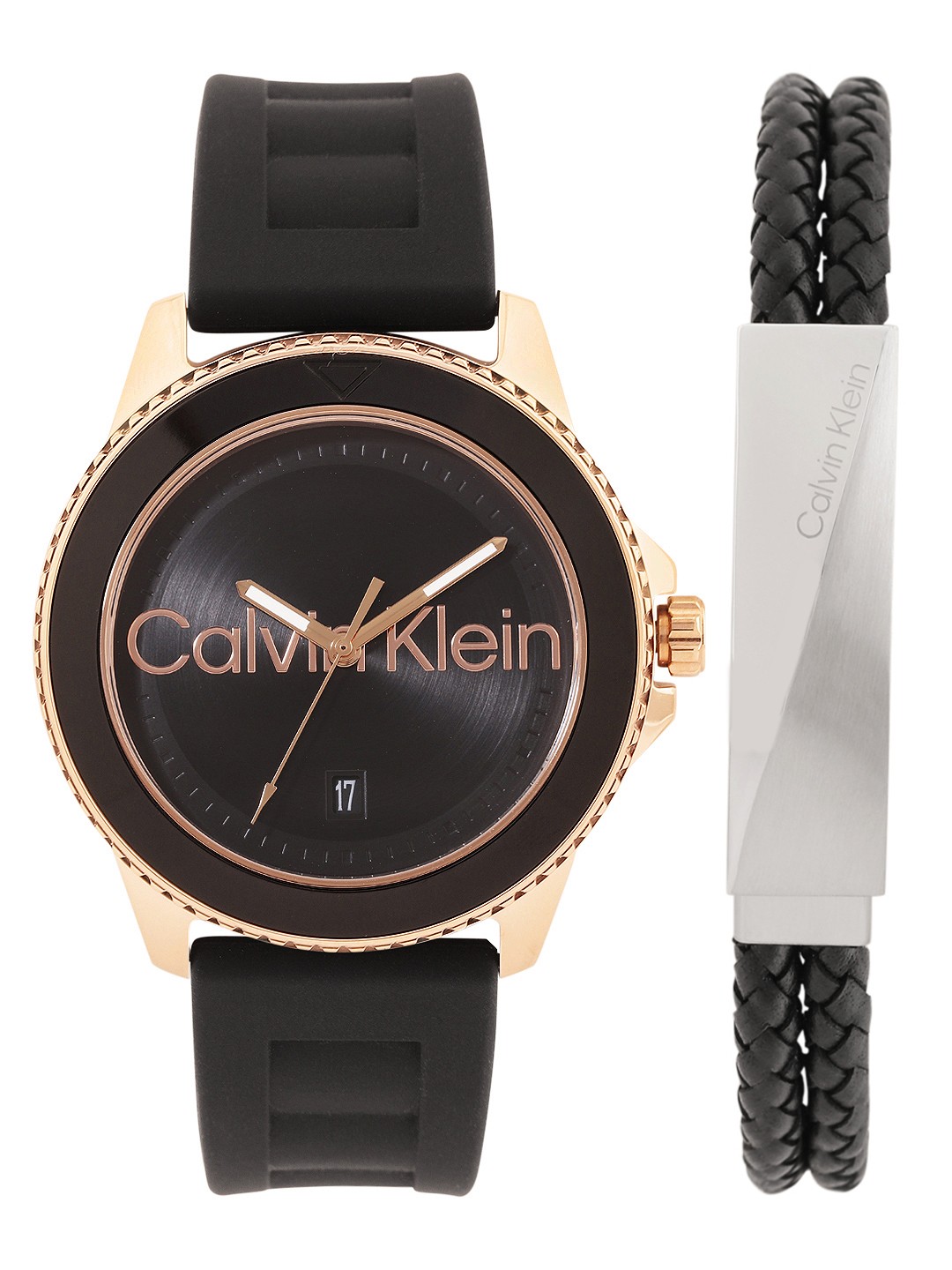 

Calvin Klein Men Aqueous Watch with Bracelet Gift Set - CKWBRS4, Black