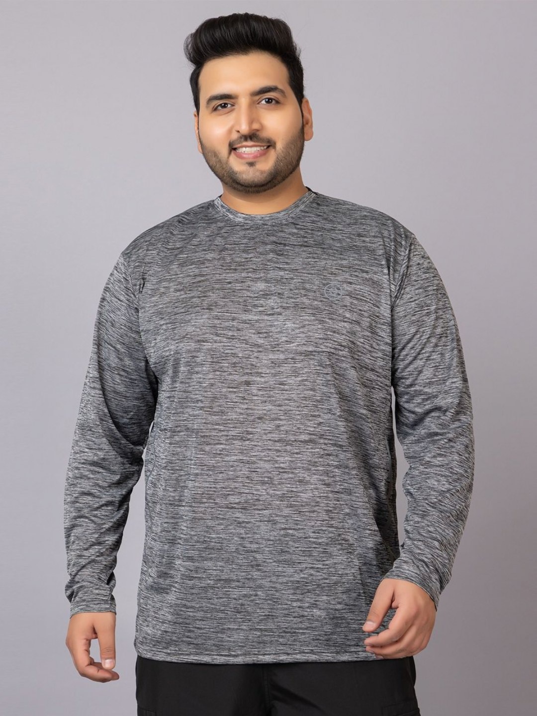 

CHKOKKO Men Dry Fit Round Neck Solid Plus Size T-shirt, Grey