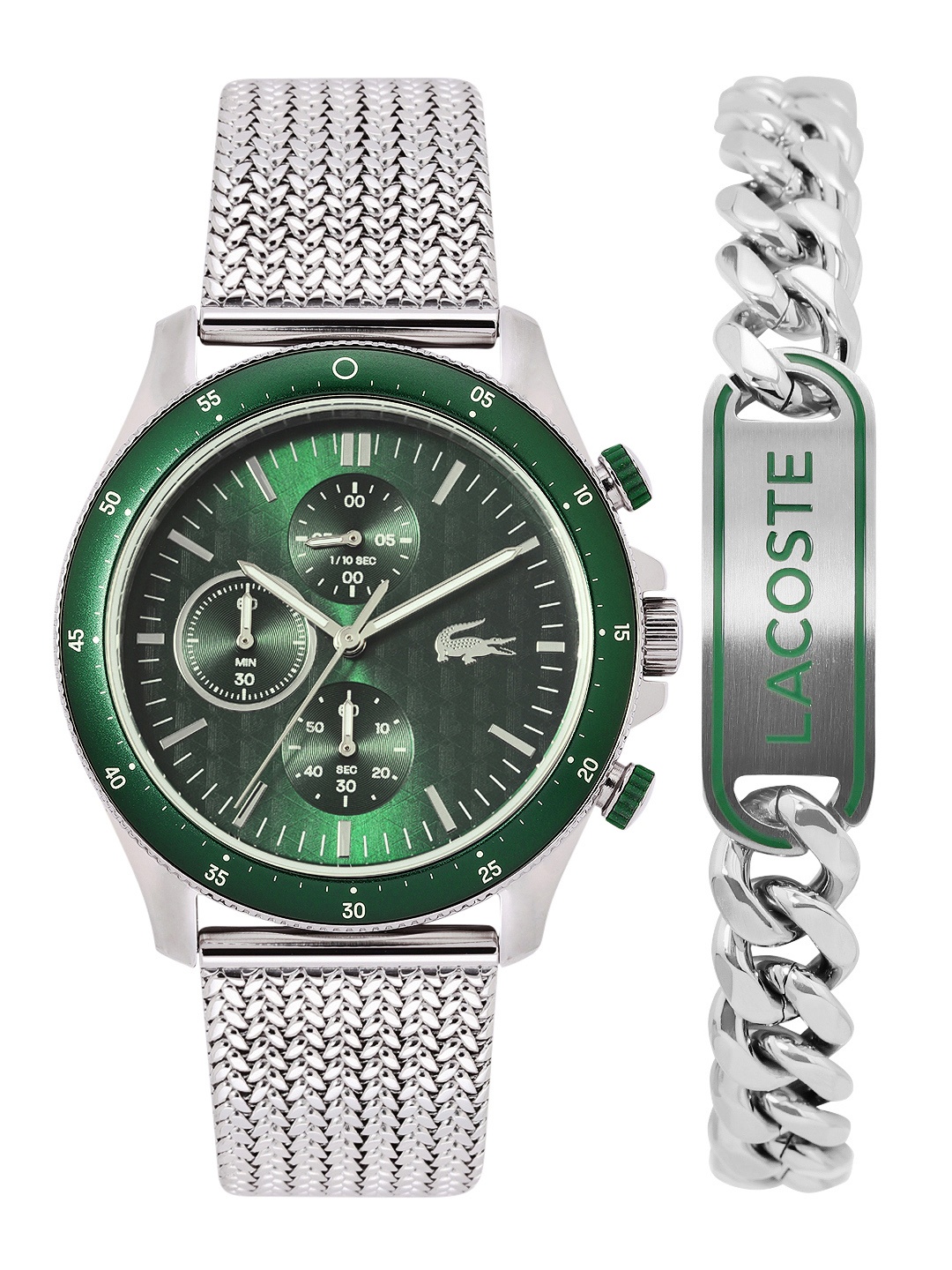 

Lacoste Men Neo Heritage Chronograph Watch with Bracelet Gift Set - LCWBRS14, Green