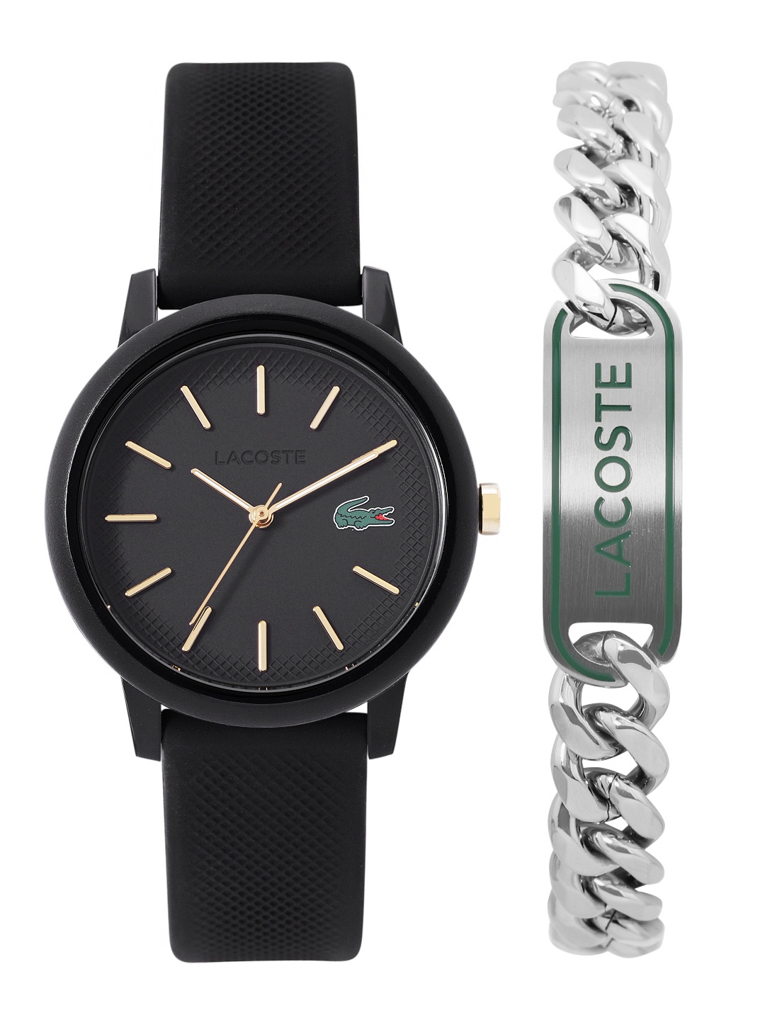 

Lacoste Men 12.12 Watch with Bracelet Gift Set - LCWBRS24, Black