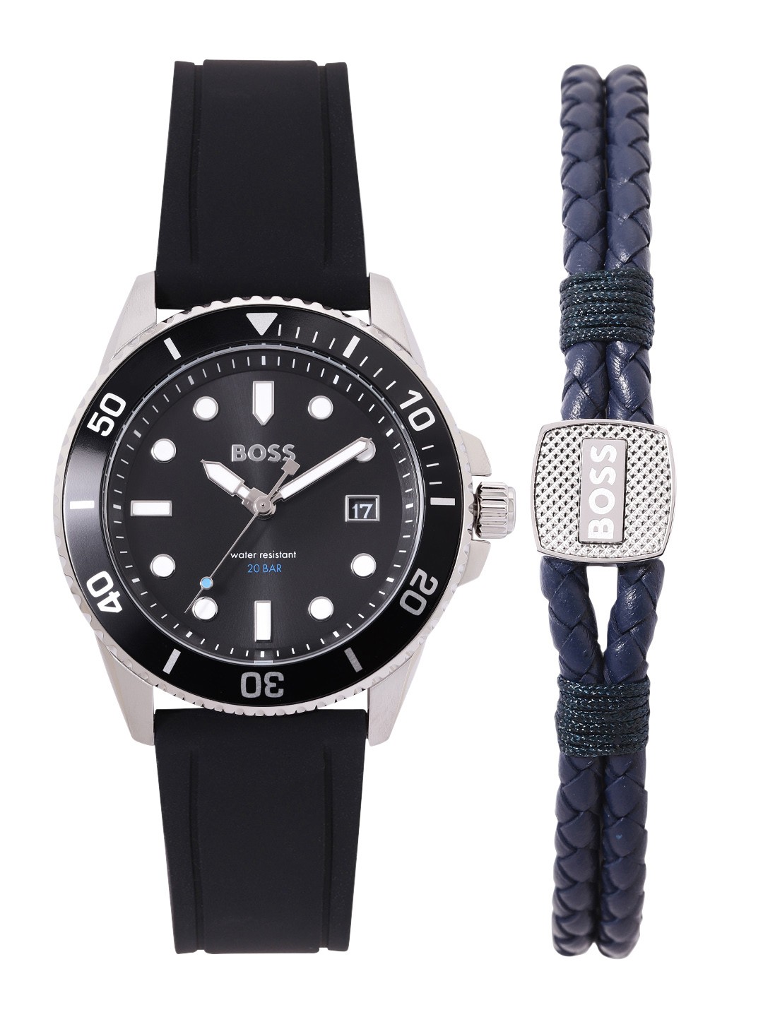

BOSS Men Ace Watch with Bracelet Gift Set - BOSSWBRS4, Black