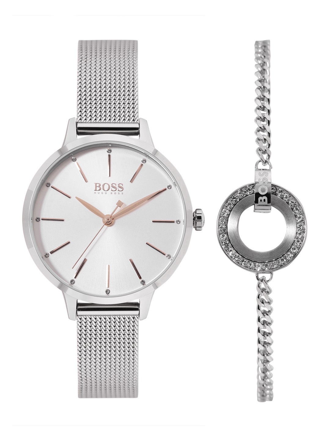 

BOSS Women Symphony Watch with Bracelet Gift Set - BOSSWBRS8, Silver