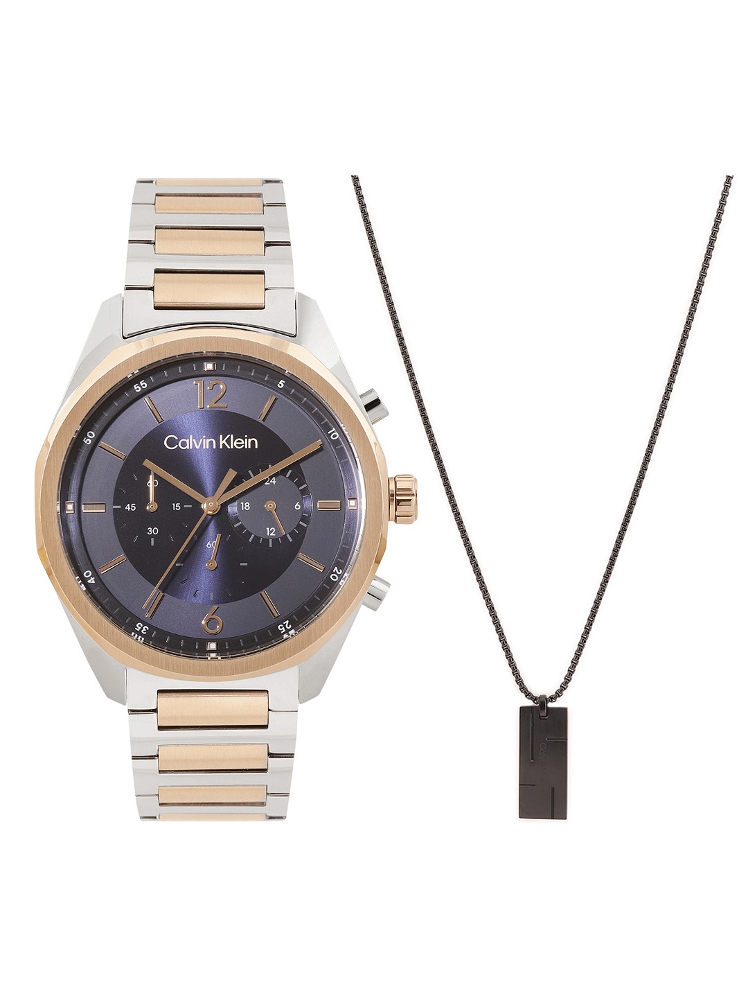 

Calvin Klein Men Force Chronograph Watch with Necklace Gift Set - CKWNES15, Blue