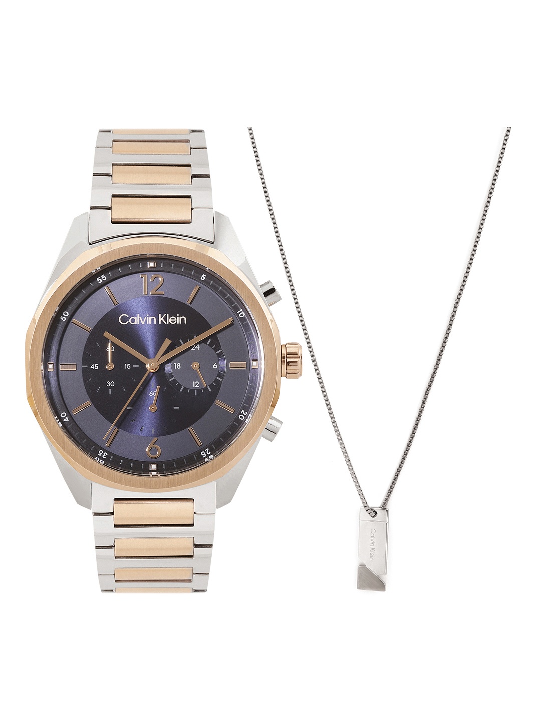 

Calvin Klein Men Force Chronograph Watch with Necklace Gift Set - CKWNES14, Blue