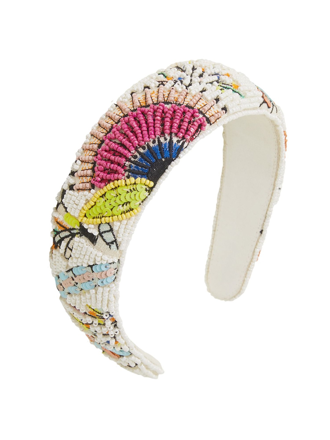 

Accessorize Women Embellished Beaded Tropical Hairband, White