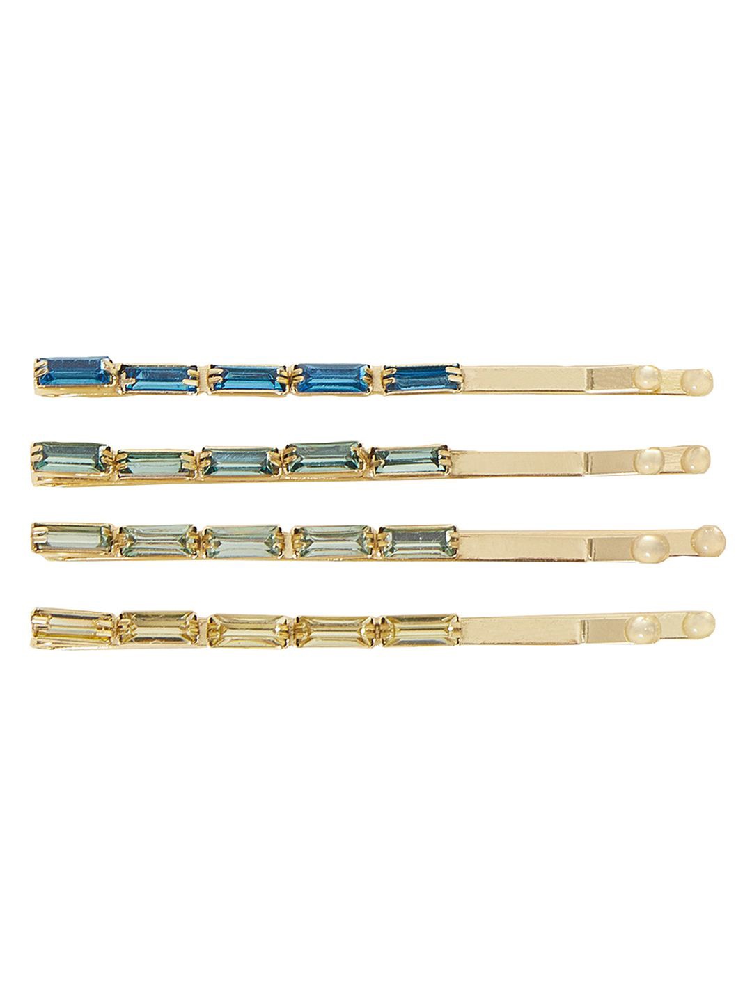 

Accessorize Women Set Of 4 Baguette Stone Bobby Pins, Blue