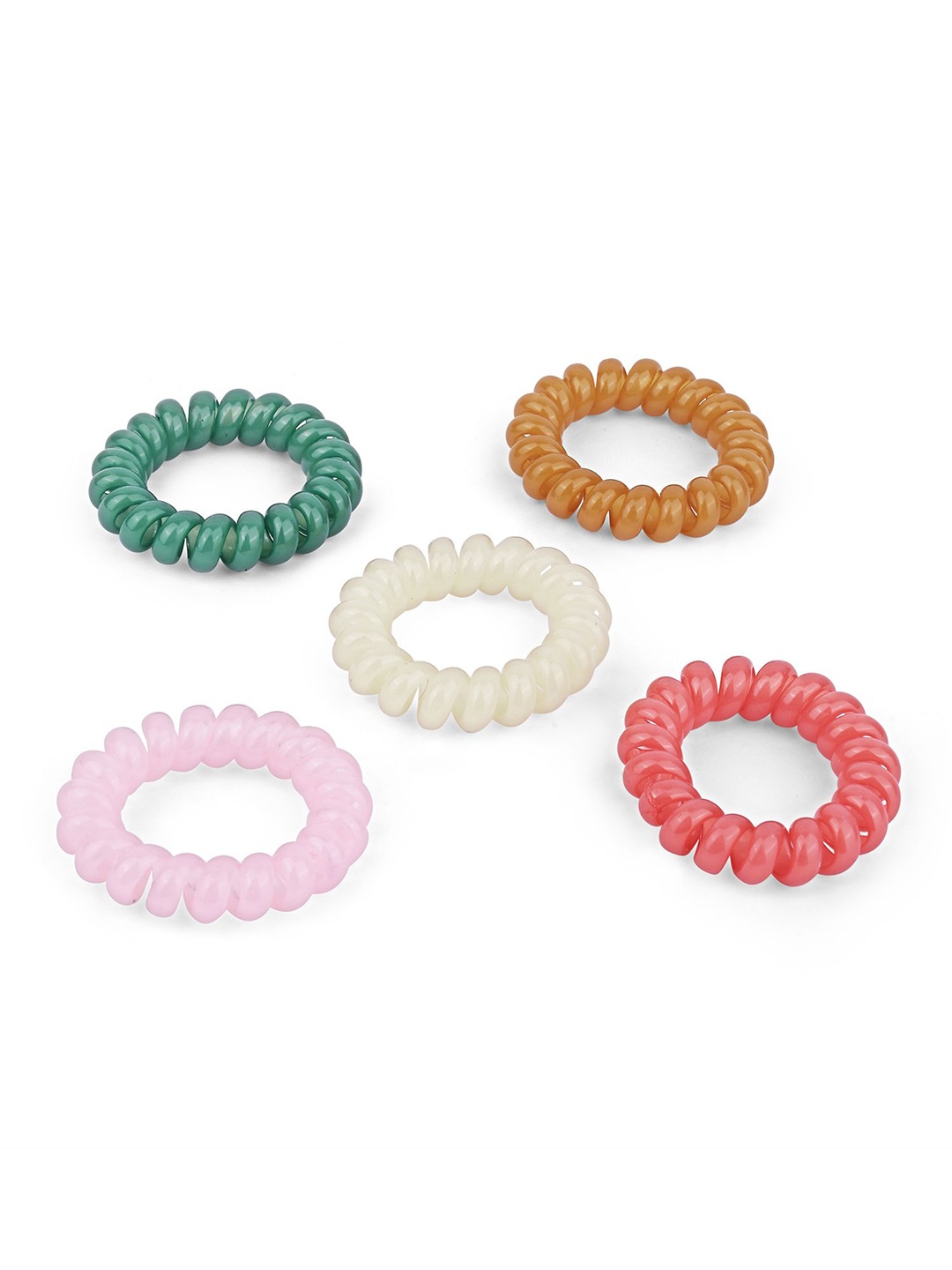 

Accessorize Women Set of 5 Ponytail Holders, Green