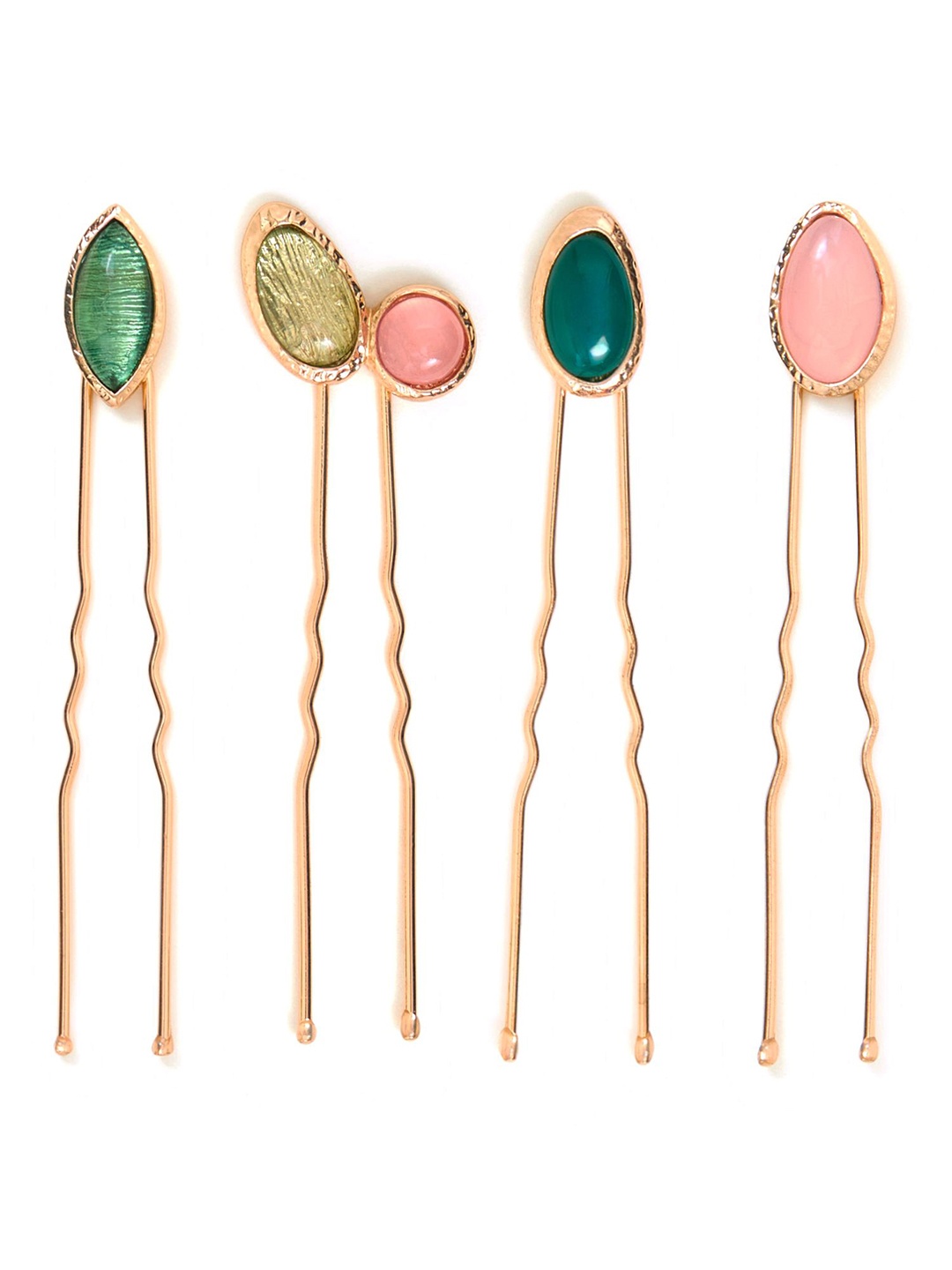 

Accessorize Women Set Of 4 Embellished Hair U Pins, Gold