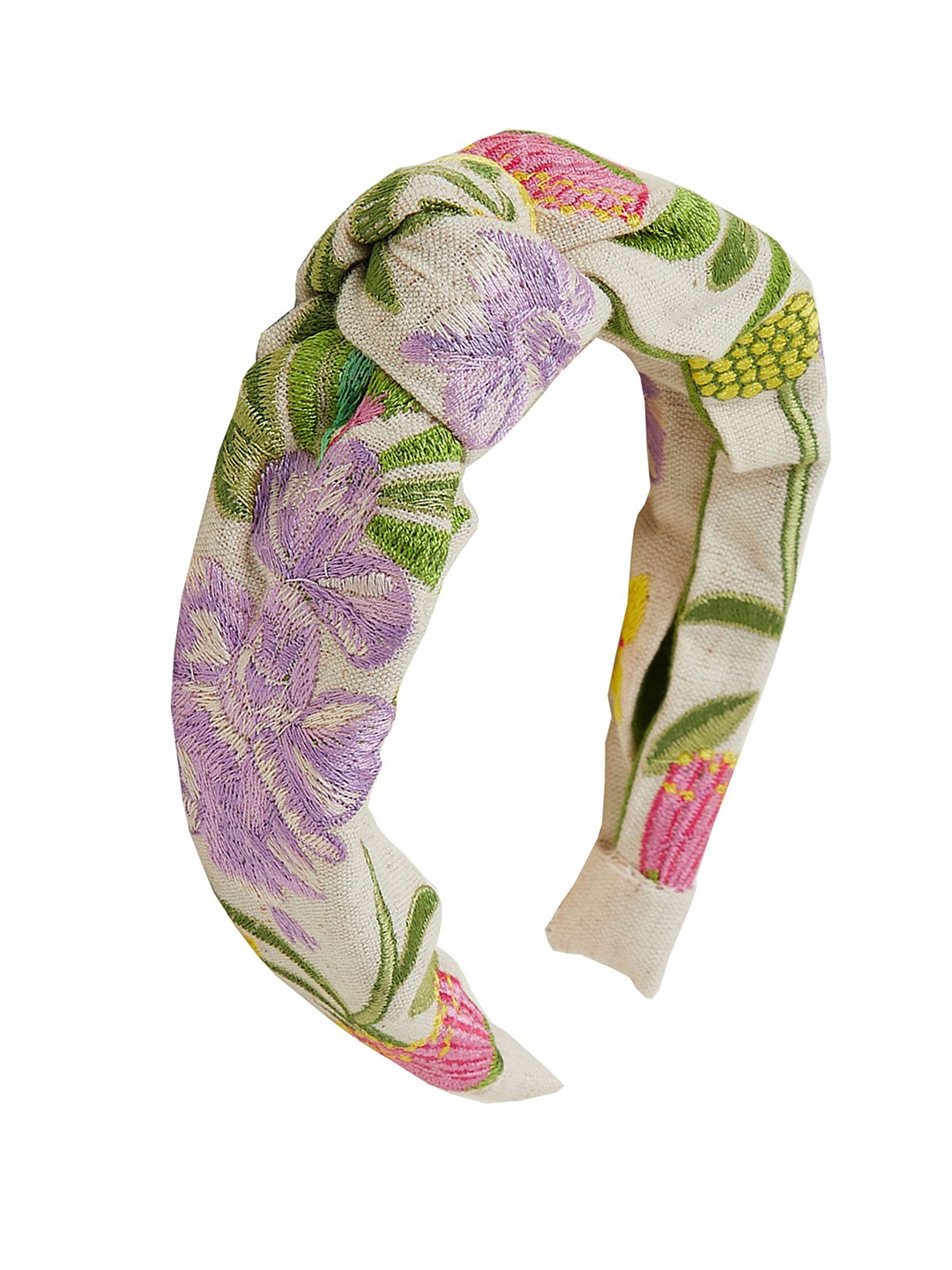 

Accessorize Women Floral Embroidered Knot Hairband, Purple