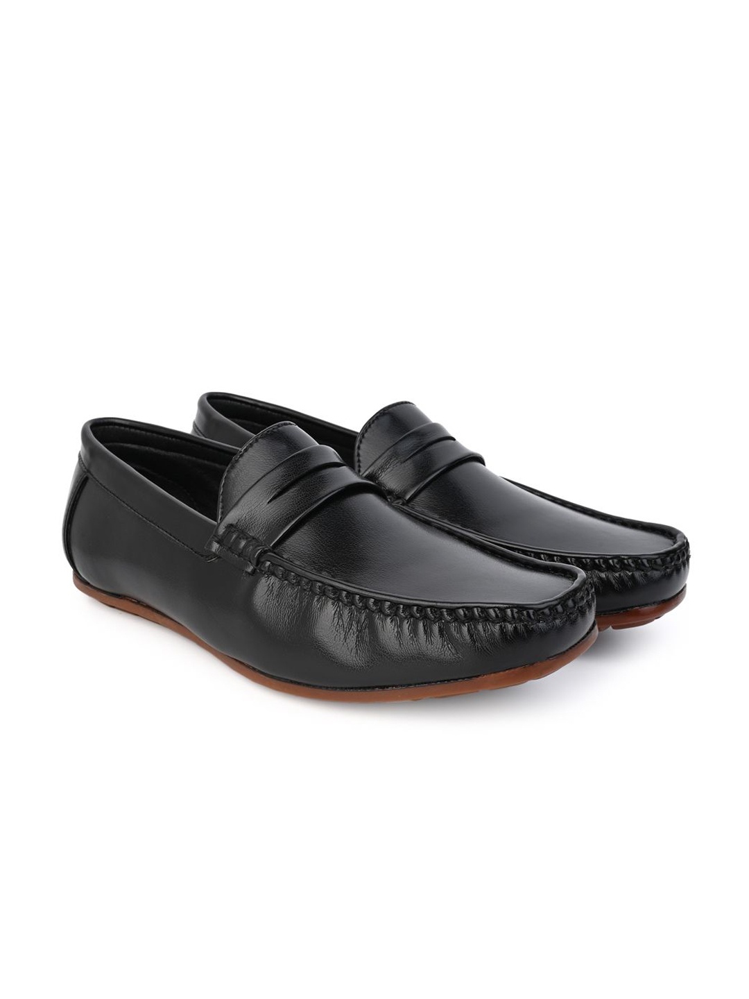 

Alberto Torresi Men Square Toe Broad Fit Slip-On Loafers, Black
