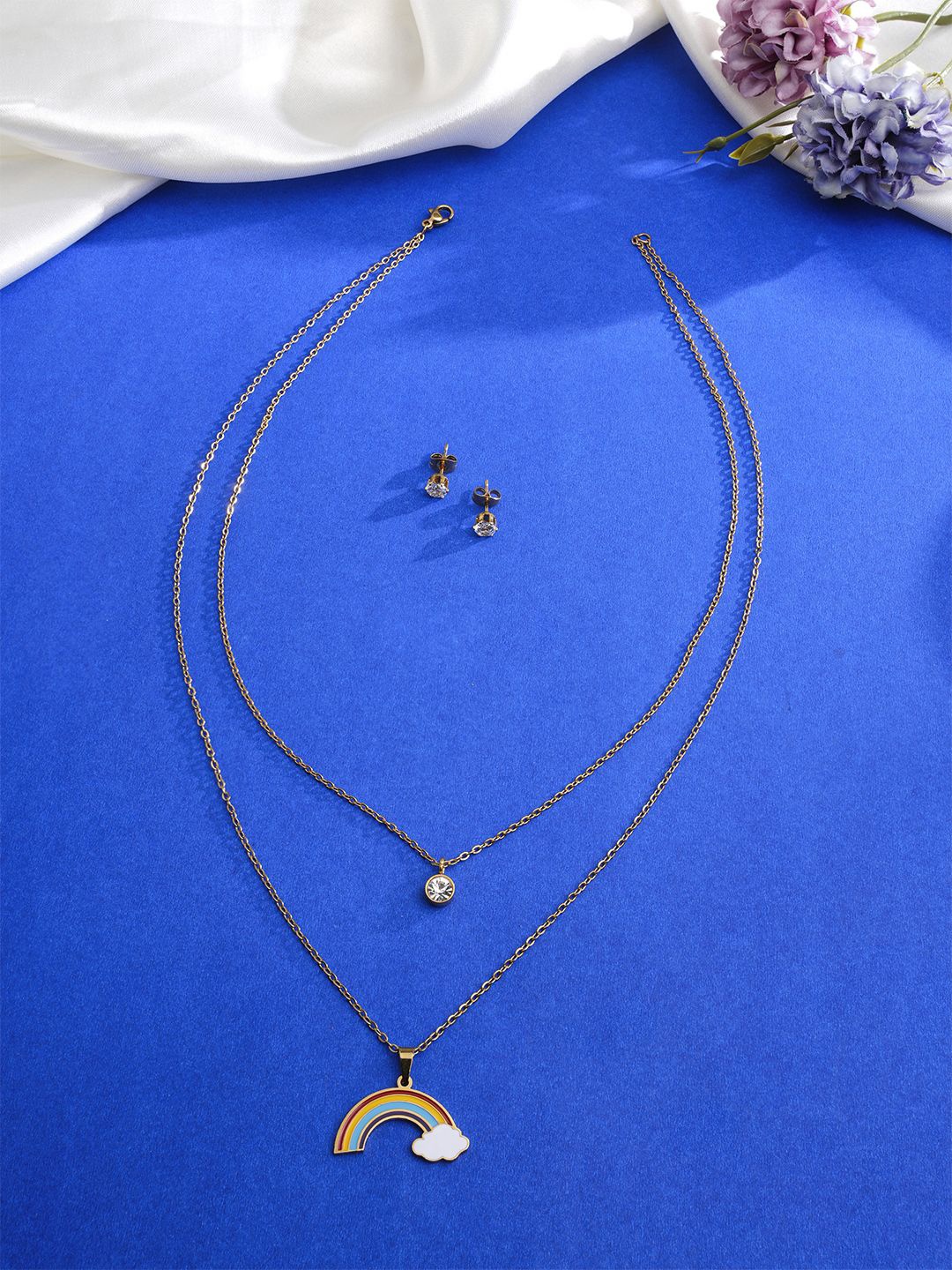 

EL REGALO Stone-Studded Jewellery Set, Gold