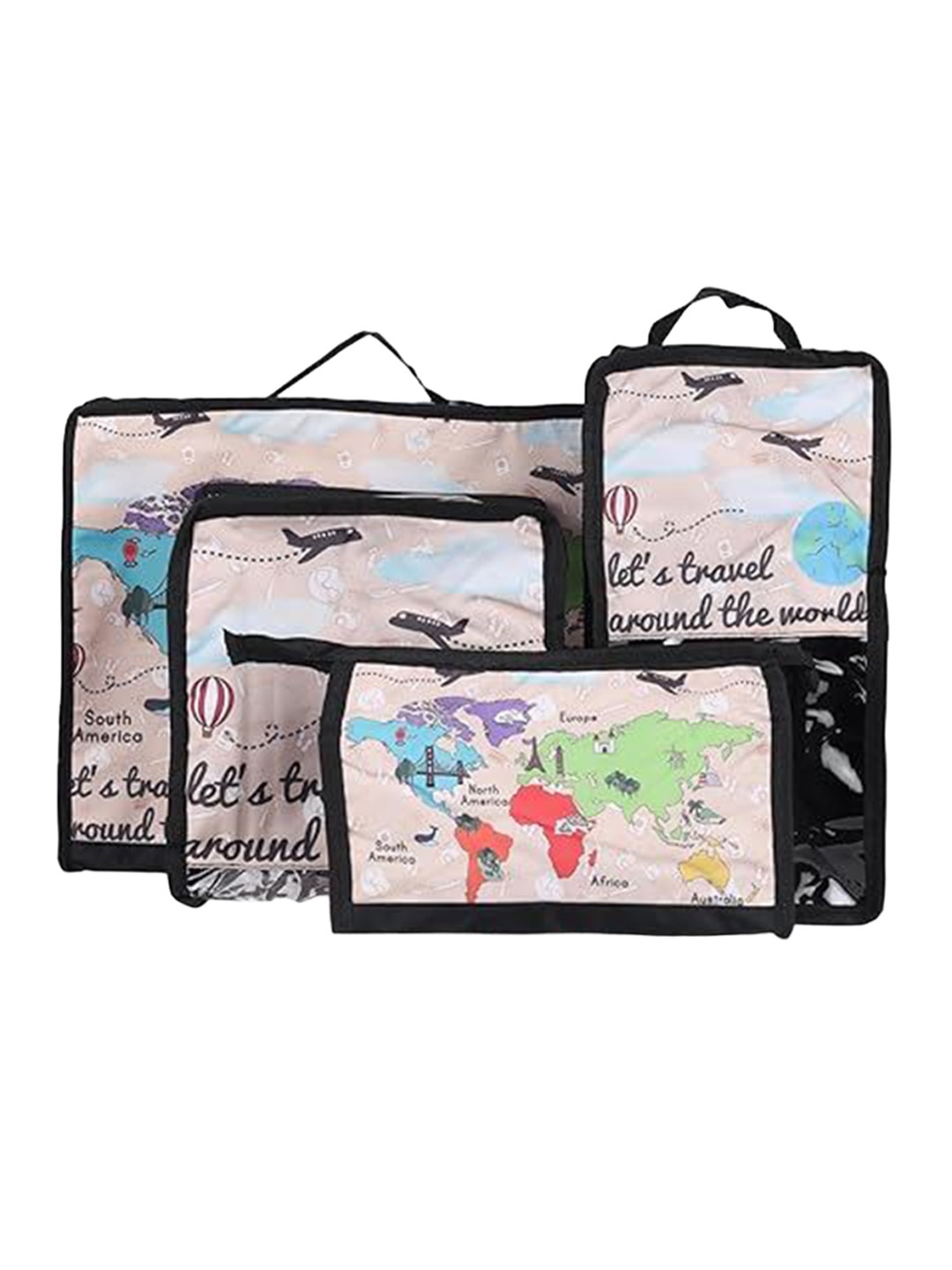 

ECHOBOOMERS Set of 3 Other Prints Scratch Resistant Pouch Travel Accessory, Black