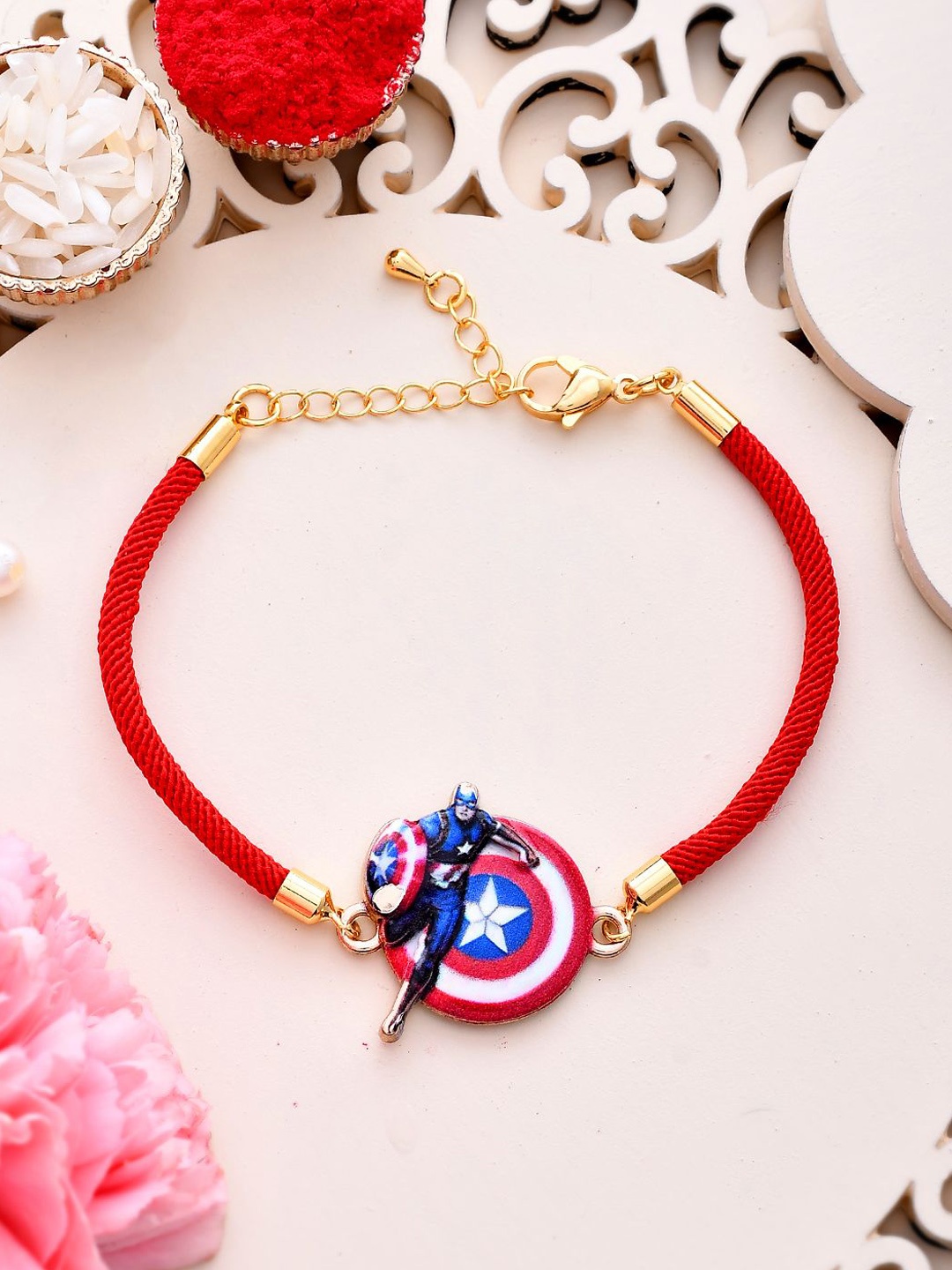 

Aapno Rajasthan Kids Captain America Wraparound Rakhi, Red