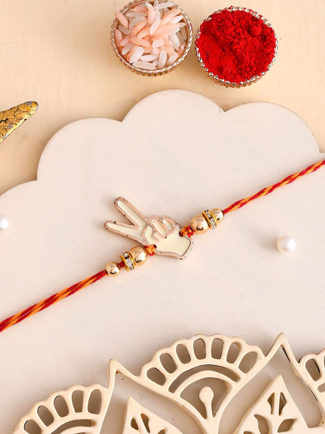 

Aapno Rajasthan Beaded Thread Rakhi, Gold