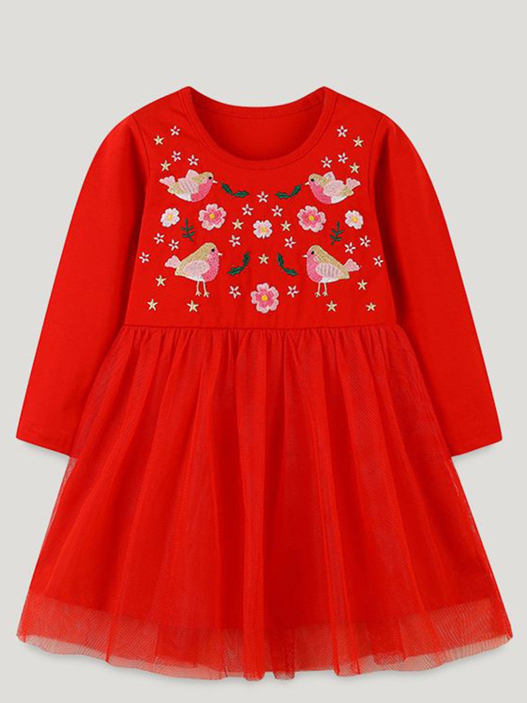 

StyleCast Round Neck Cotton Fit & Flare Dress, Red