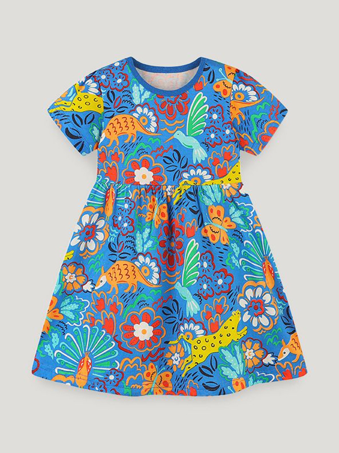 

StyleCast Girls Printed Cotton A-Line Dress, Blue