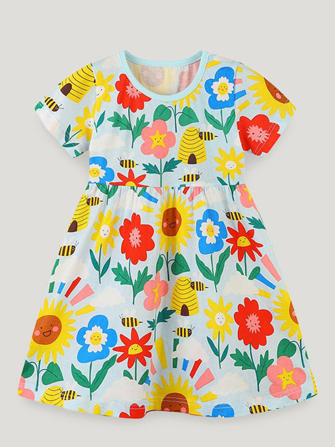 

StyleCast Girls Floral Printed Cotton Fit & Flare Dress, Blue