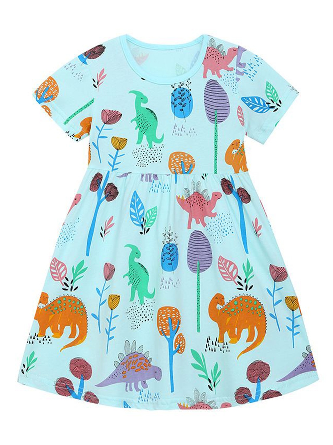 

StyleCast Printed Short Sleeves Fit and Flare Dress, Turquoise blue