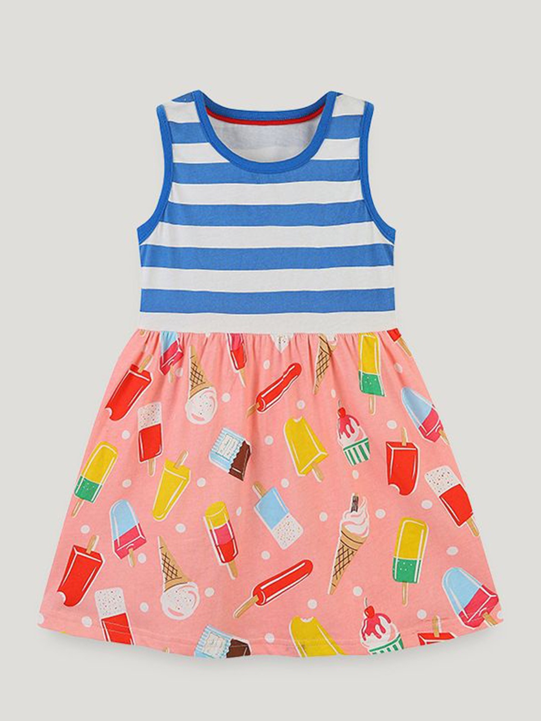 

StyleCast Striped Straight Sleeveless Cotton Fit and Flare Dress, Blue