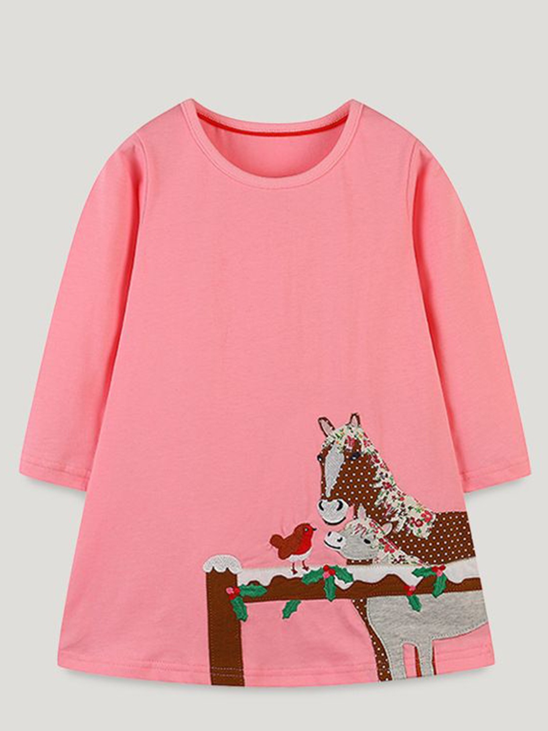 

StyleCast Round Neck Cotton A-Line Dress, Pink