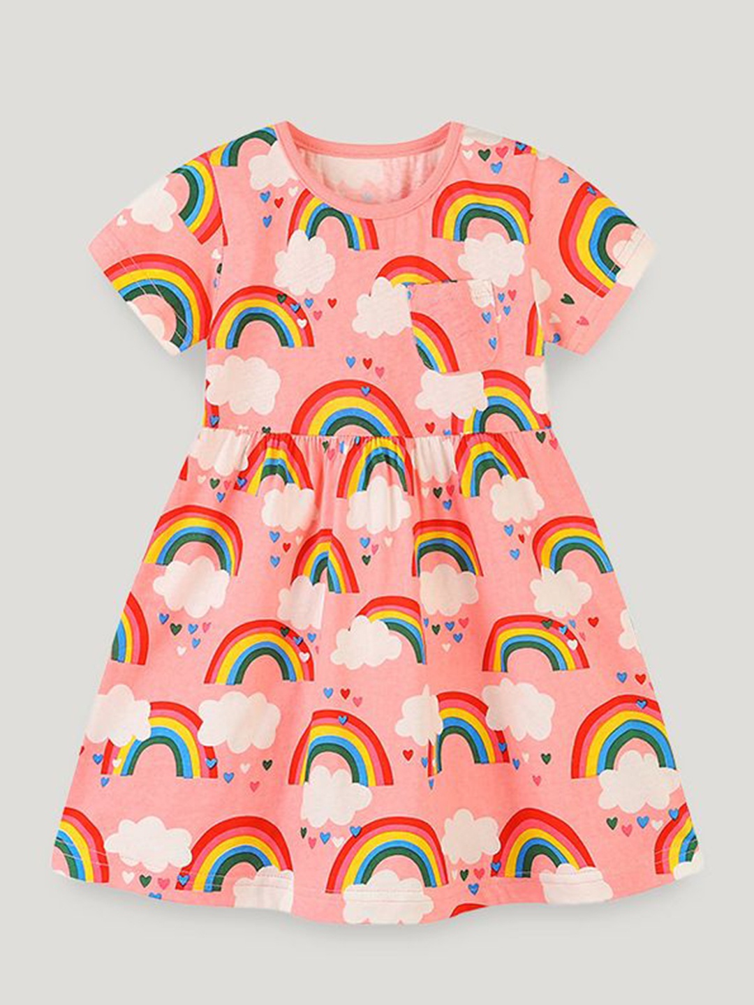 

StyleCast Girls Print A-Line Short Sleeves Knee Length Dress, Peach