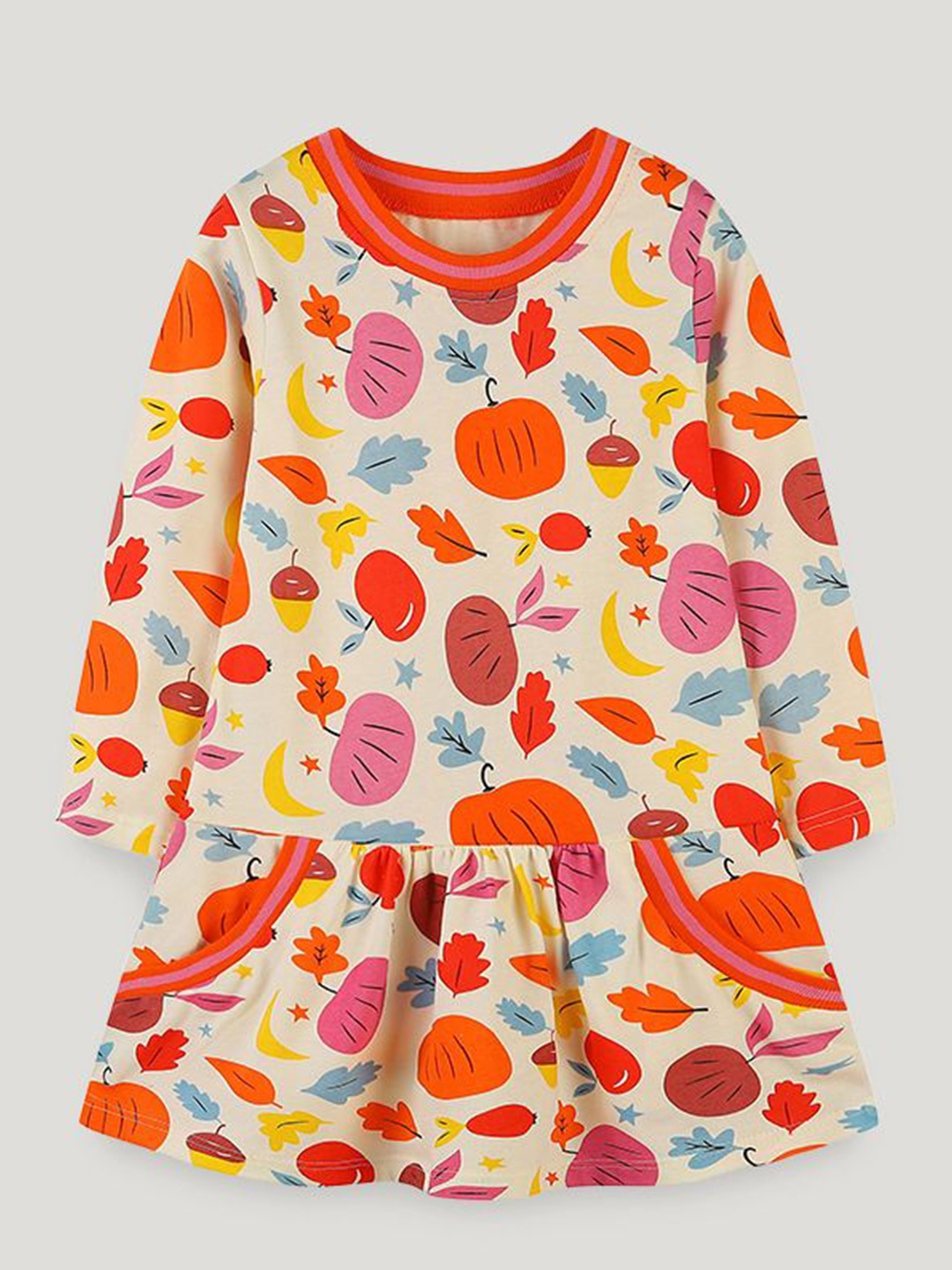 

StyleCast Girls Printed Peplum Dress, Beige