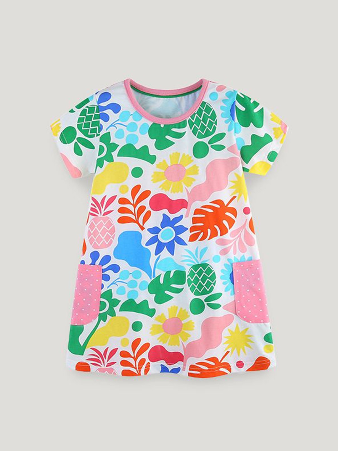

StyleCast Girls Tropical Print Cotton A-Line Dress, Multi