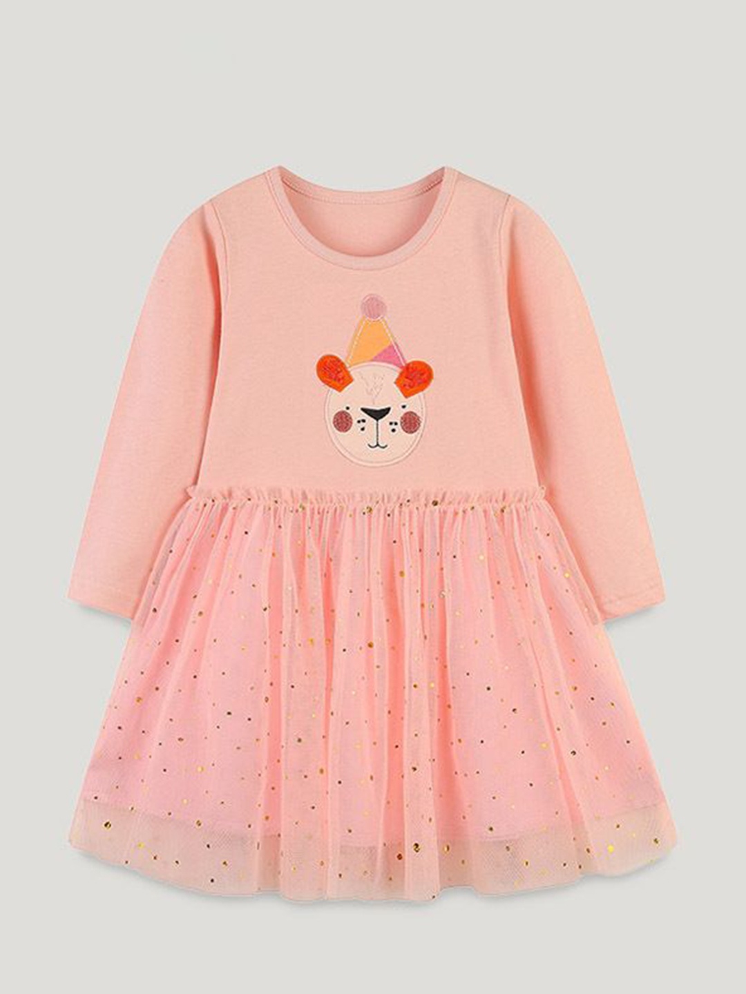 

StyleCast Girls Long Sleeves Cotton Fit and Flare Dress, Peach