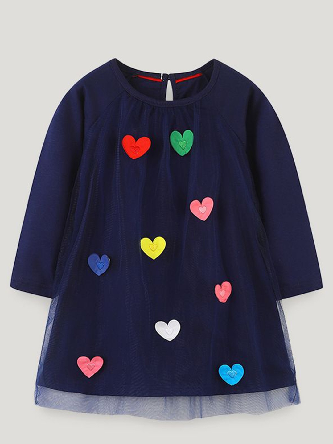 

StyleCast Girls Round Neck Long Sleeves Cotton A-Line Dress, Navy blue