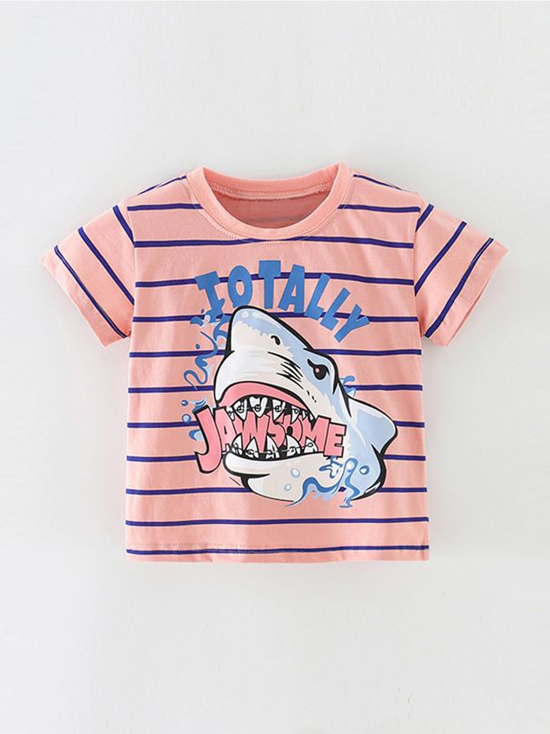 

StyleCast Kids Pink Striped Short Sleeves Placement Print Cotton T-Shirt