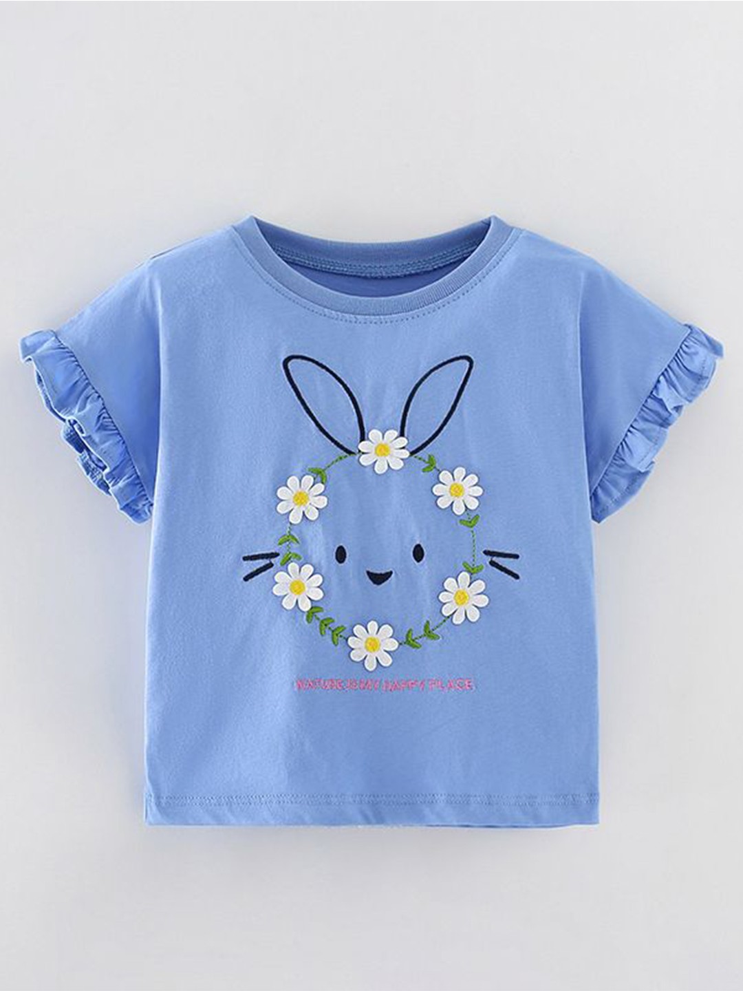 

StyleCast Girls Embroidered Placement Print Cotton Bardot Top, Blue