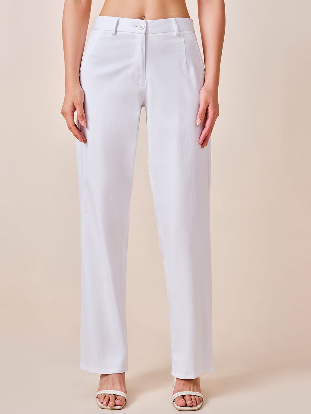 

AND Women Straight Fit Parallel Trousers, White
