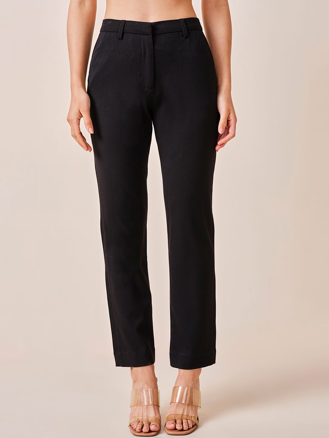 

AND Women Straight Fit Trousers, Black