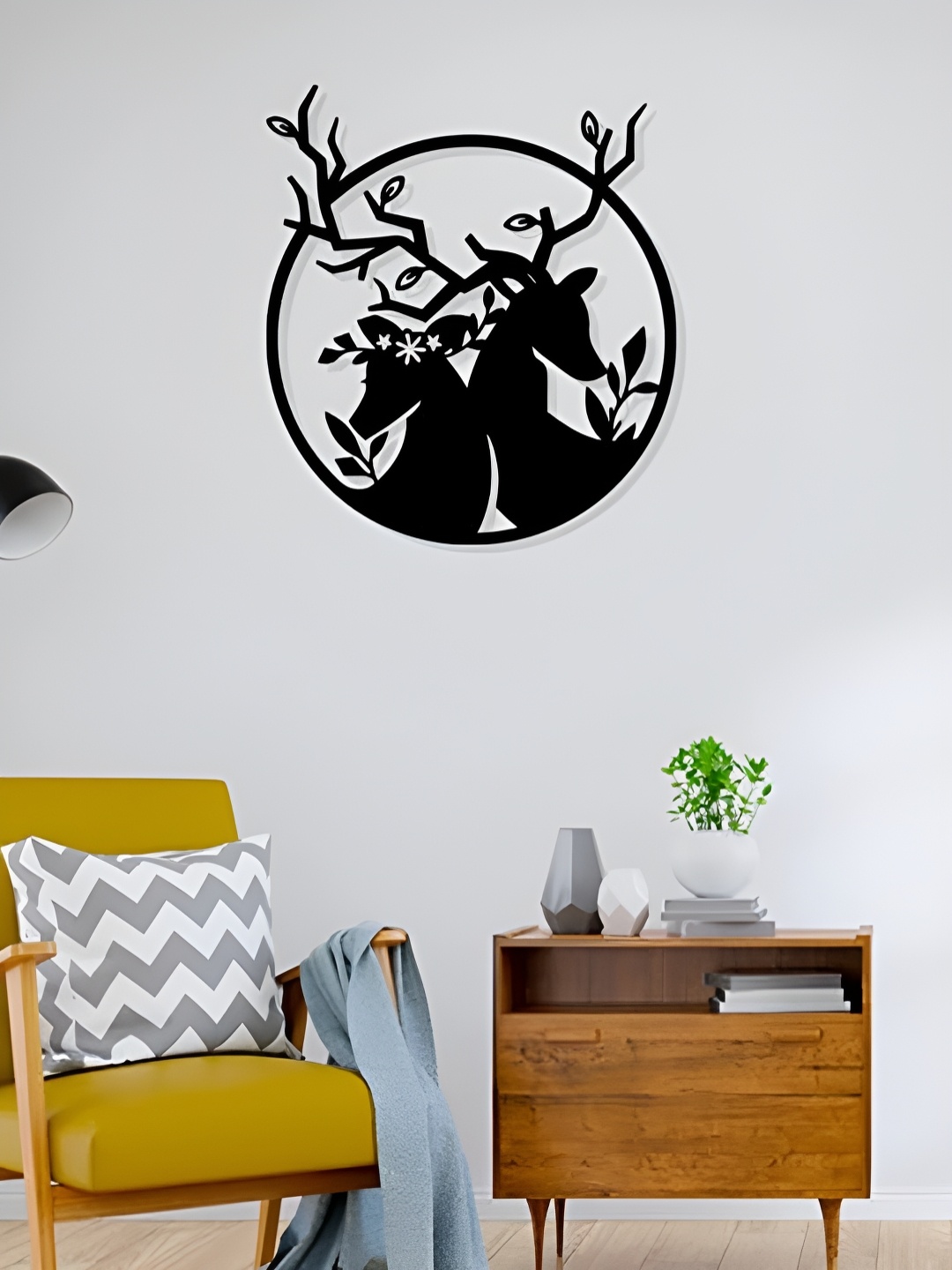 

Artrooms Deers Love Metal Wall Art, Black