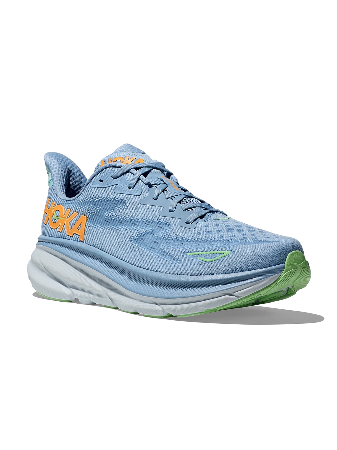 HOKA Men Woven Design Clifton 9 Running Shoes, Blue