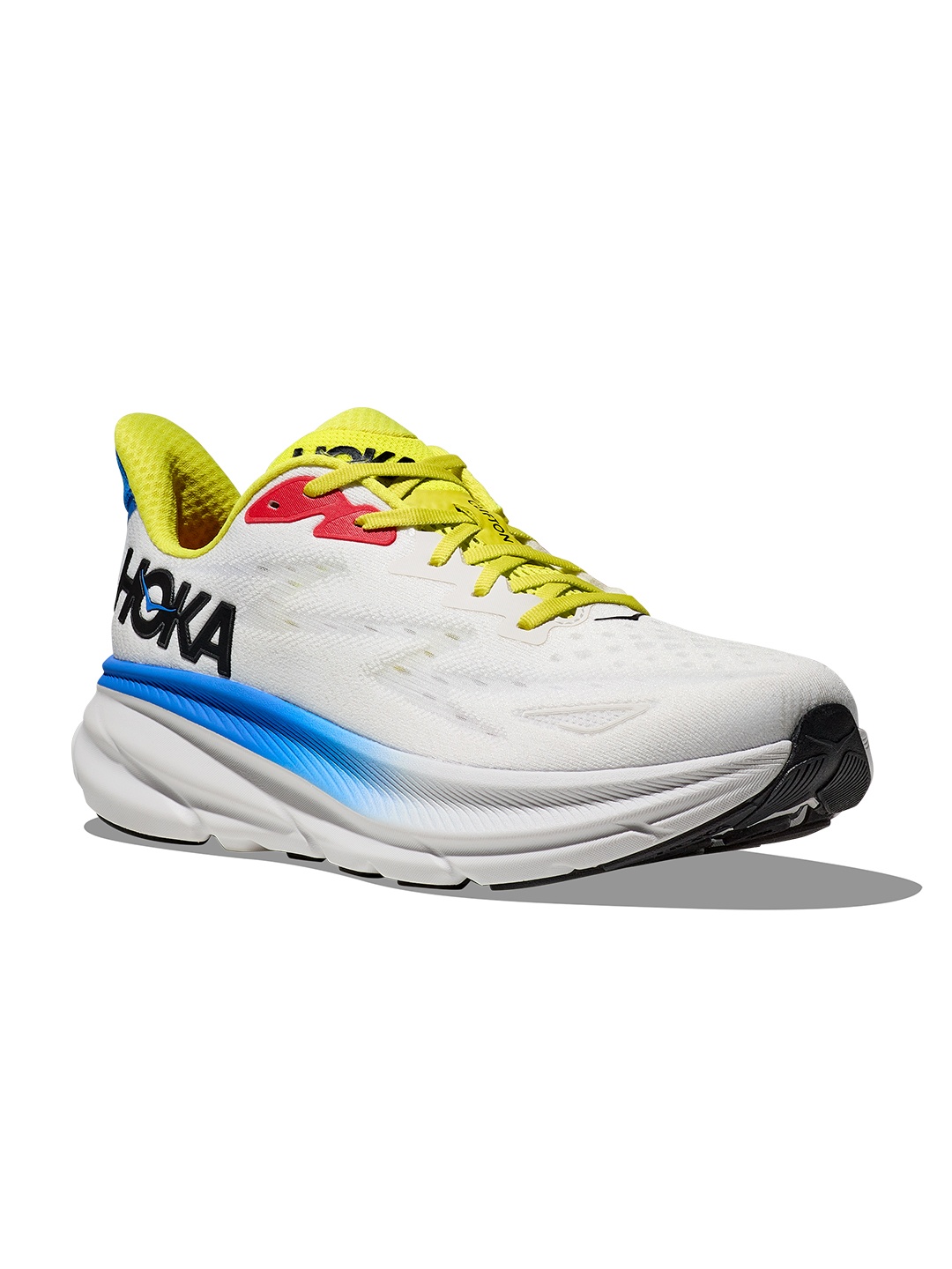 

HOKA Men Woven Design Clifton 9 Running Shoes, White