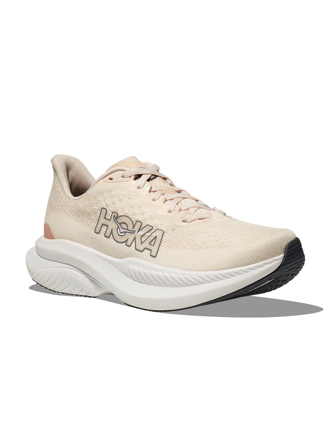 

HOKA Women Woven Design Mach 6 Running Shoes, Cream