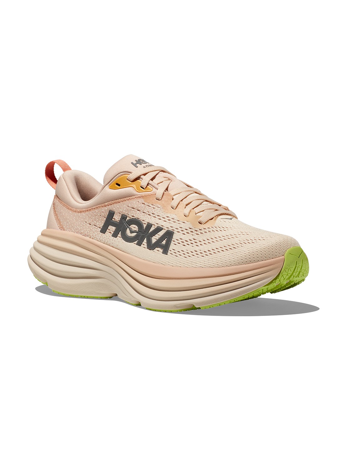 

HOKA Women Woven Design Bondi 8 Running Shoes, Cream