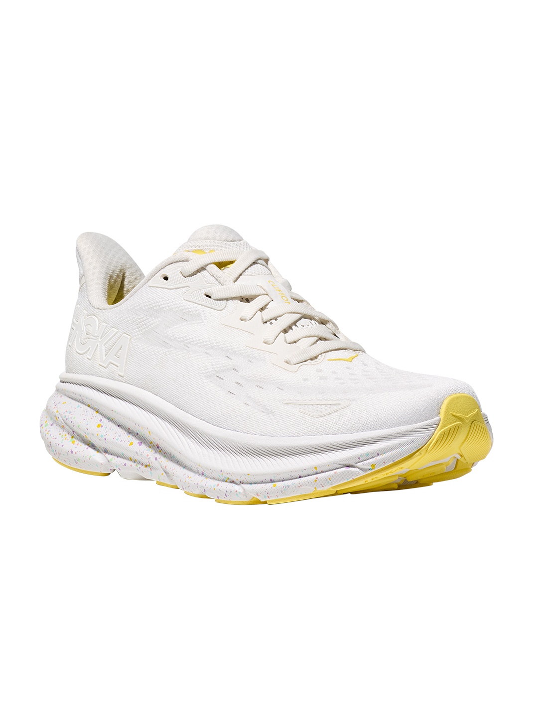 

HOKA Women Woven Design Clifton 9 Running Shoes, White