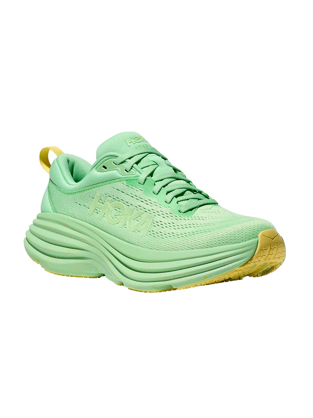 

HOKA Women Woven Design Bondi 8 Running Shoes, Fluorescent green