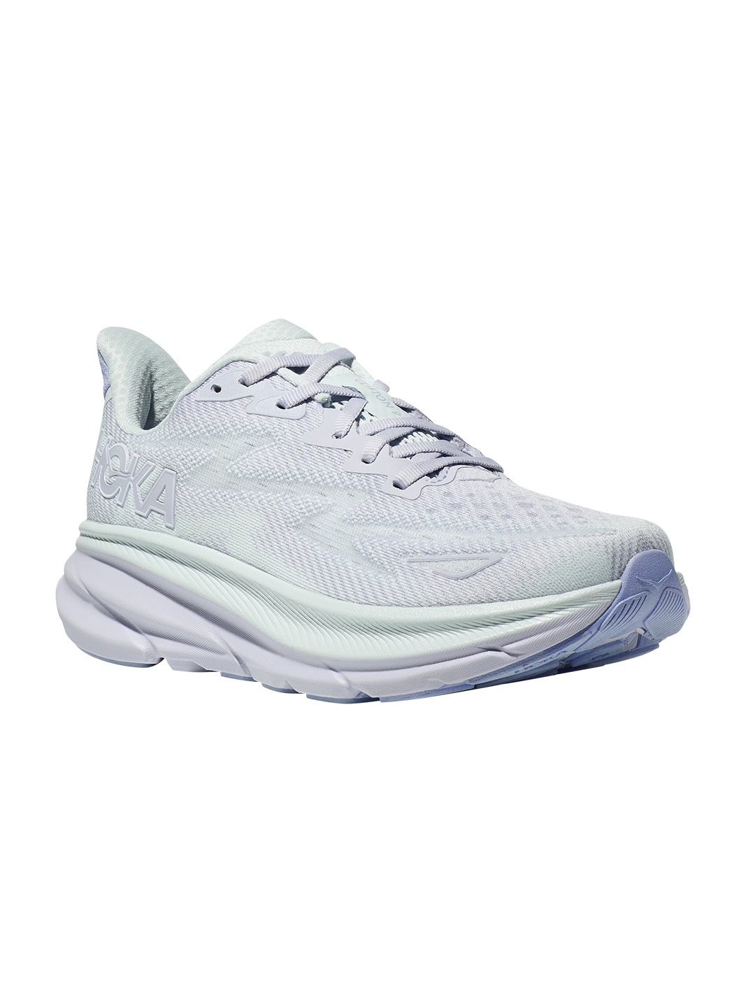 

HOKA Women Woven Design Clifton 9 Running Shoes, Blue
