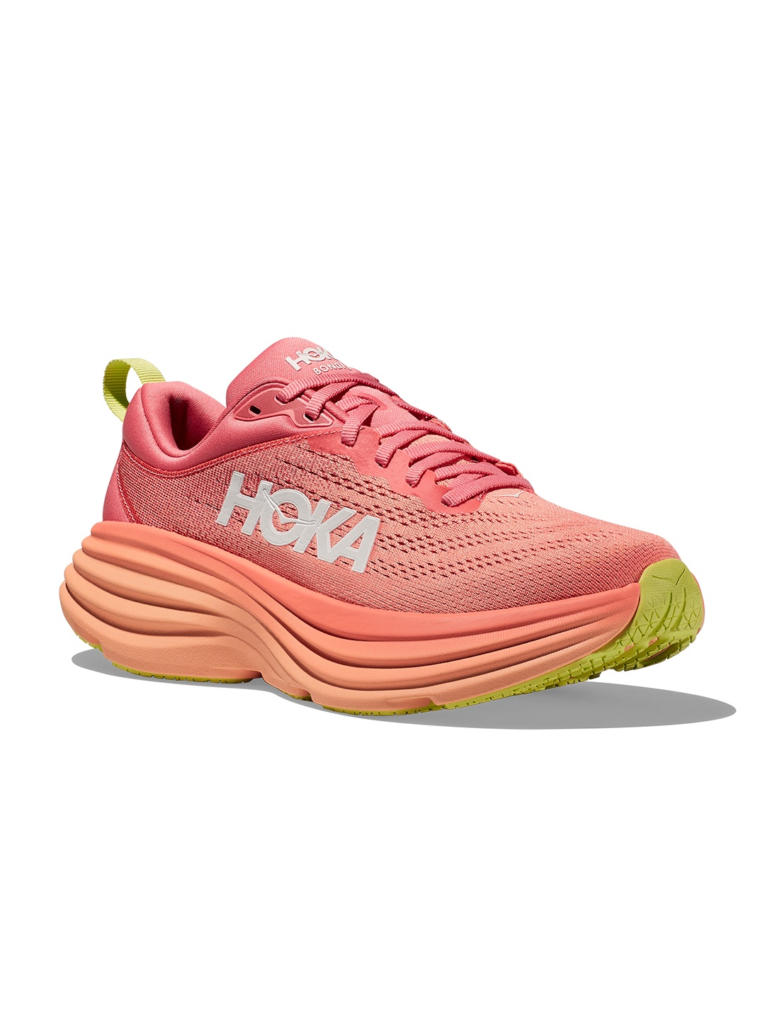 

HOKA Women Woven Design Bondi 8 Running Shoes, Coral