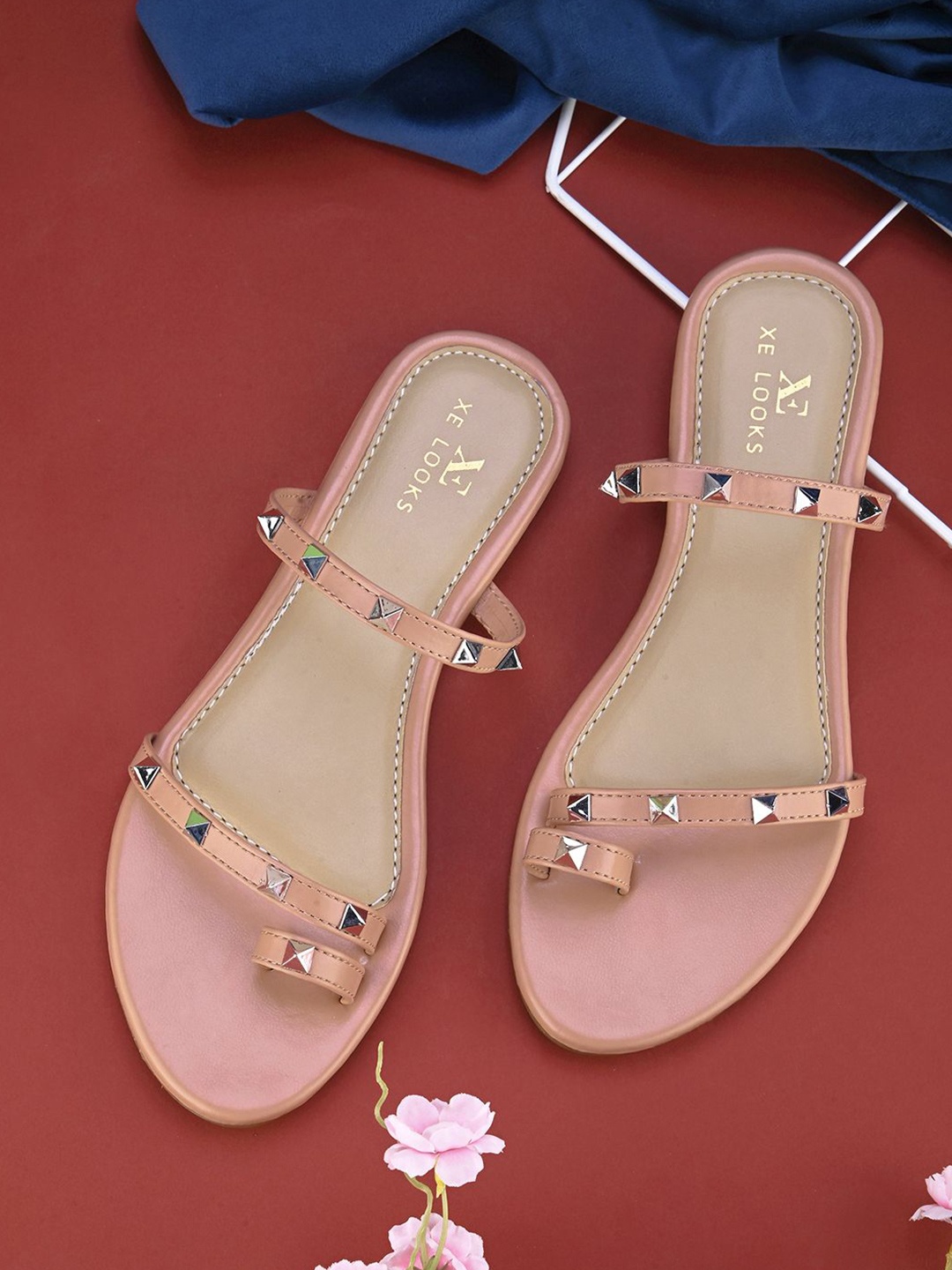 

XE Looks Embellished One Toe Flats, Peach