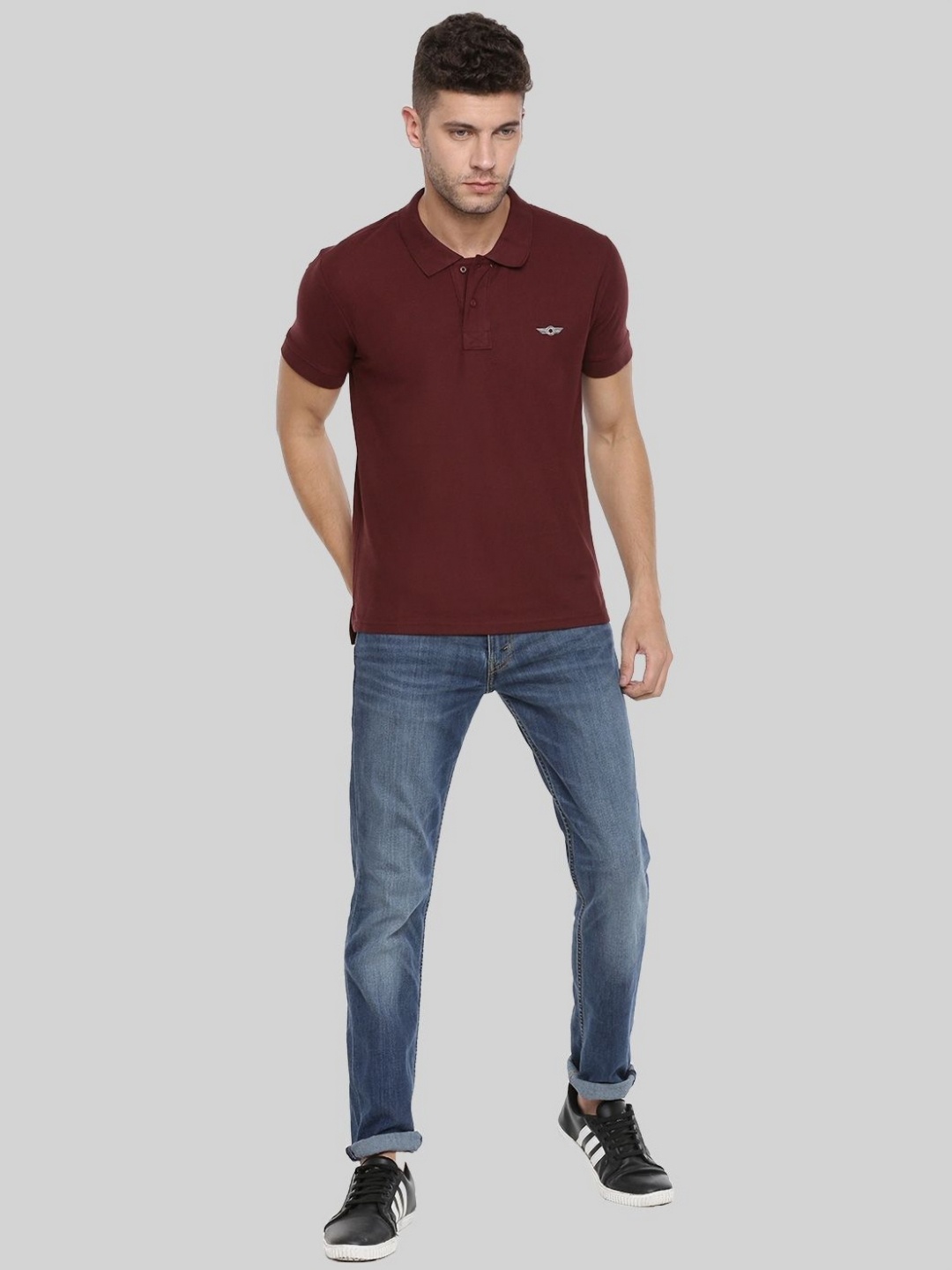 

Force NXT Men Solid Polo Collar Cotton T-shirt, Maroon